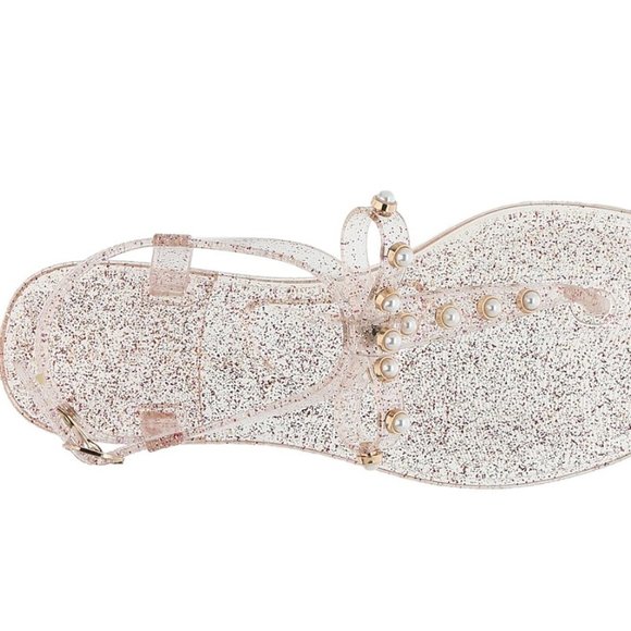 NEW Pearl Bow Jelly Sparkle Sandals - Picture 5 of 5